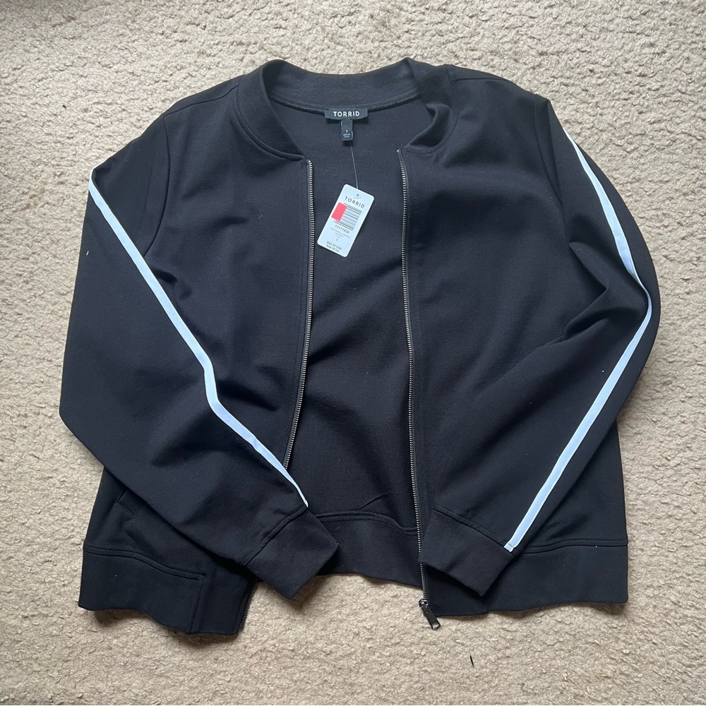 TORRID BLACK Stripe Bomber
